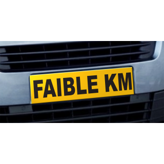 Cache plaque d'immatriculation avantage Faible Kilométrage jaune et noir