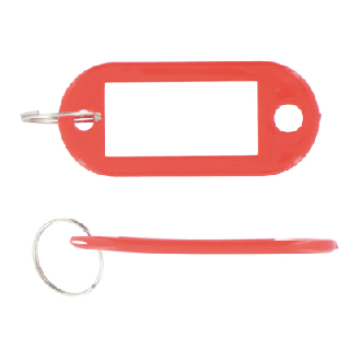 Porte clef rouge avec étiquette