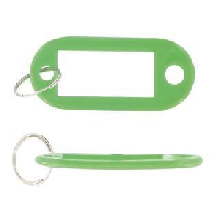 Porte clef vert avec étiquette
