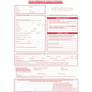 Liasse d'un Carnet bon de commande véhicules occasions 100 liasses
