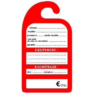 Affiche de prix rétroviseur en carton coloris rouge les 500 ex