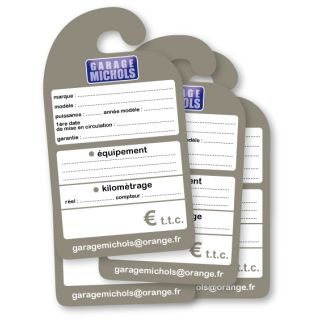 Affiche de prix rétroviseur en carton personnalisée les 2500 ex