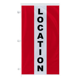 Bannière Location rouge à bandes latérales