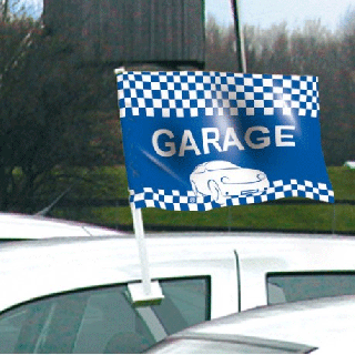 Drapeau garage bleu de vitre automobile