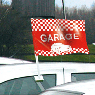 Drapeau garage rouge de vitre automobile