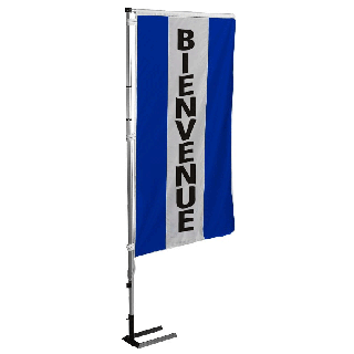 Kit mat et drapeau bienvenue bleu à bandes latérales 5.5 m
