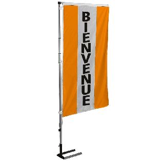 Kit mat et drapeau bienvenue orange à bandes latérales 5.5 m