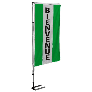 Kit mat et drapeau bienvenue vert à bandes latérales 5.5 m