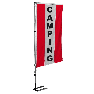 Kit mat et drapeau Camping rouge à bandes latérales 5.5 m