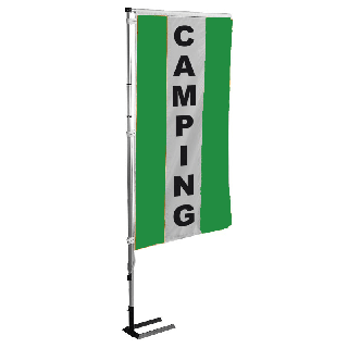 Kit mat et drapeau camping Vert à bandes latérales 4 m