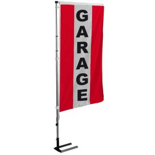 Kit drapeau et mat garage rouge à bandes latérales 4 m