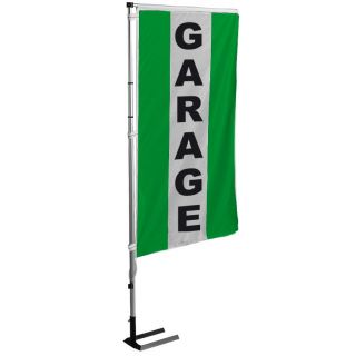 Kit mat et drapeau garage vert à bandes latérales 4 m