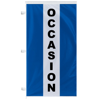 Drapeau occasion bleu à bandes latérales