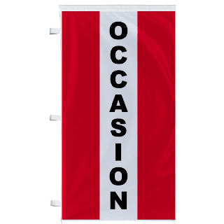 Drapeau occasion rouge à bandes latérales