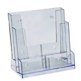 Présentoir plexiglas A4 2 compartiments ASK452 avec bac cartes de visite Autosignalétique