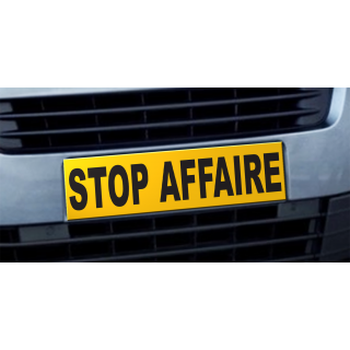 Cache plaque d'immatriculation avantage Stop Affaire jaune et noir