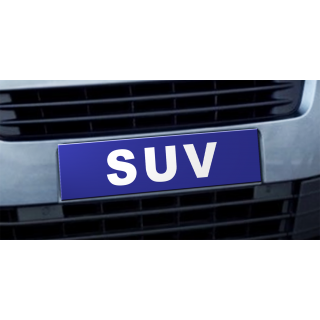 Cache plaque d'immatriculation avantage SUV bleu