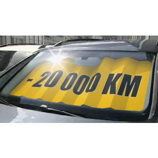 Panneau de pare-brise VITRAFLASH - 20000 km jaune et noir en situation