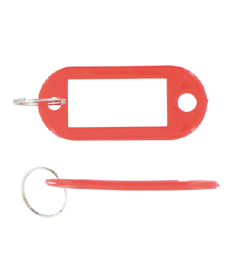 Porte clef rouge avec étiquette
