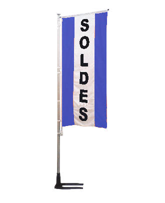 Bannière Soldes bleue à bandes latérales