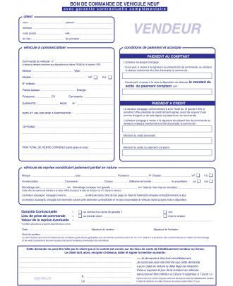 Liasse d'un Carnet bon de commande VN 50 liasses