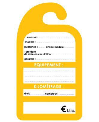 Affiche de prix rétroviseur carton coloris jaune 