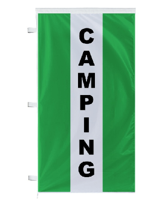 Bannière Camping verte à bandes latérales