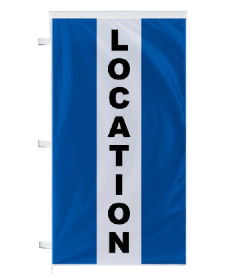 Bannière Location bleu à bandes latérales