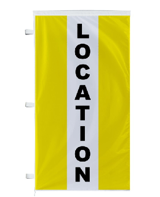 Bannière Location jaune à bandes latérales