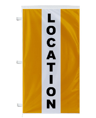 Bannière Location orange à bandes latérales