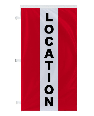 Bannière Location rouge à bandes latérales