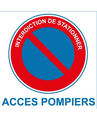 Autocollant interdiction de stationner accès pompiers