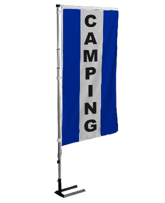 Kit mat et drapeau Camping bleu à bandes latérales 4 m