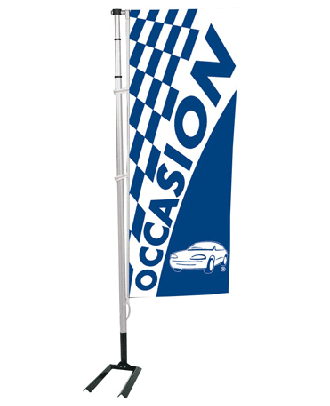 Kit mat et drapeau Occasion bleu à damiers 5.5 m