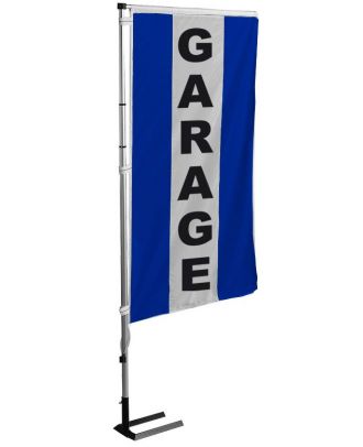 Kit mat et drapeau garage bleu à bandes latérales 5.5 m