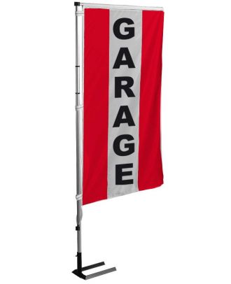 Kit drapeau et mat garage rouge à bandes latérales 4 m