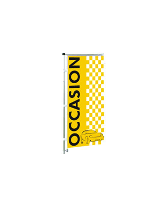 Kit mat et drapeau occasion éco jaune et noir à damiers 4 m