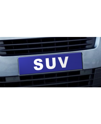 Cache plaque d'immatriculation avantage SUV bleu