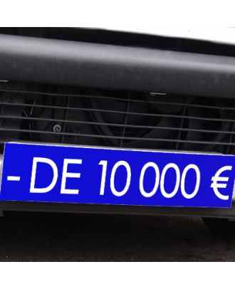 Cache plaque d'immatriculation avantage bleu - de 10000 €